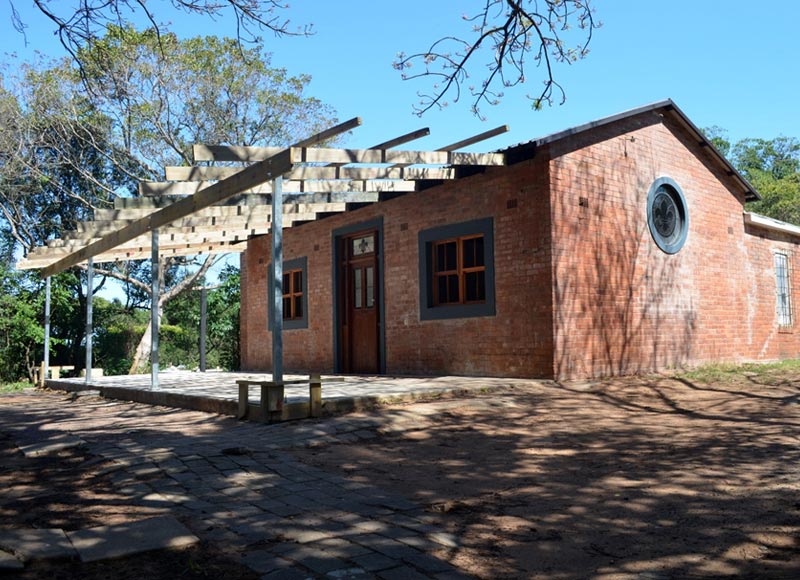 pioneer hut awaiting roof sheeting